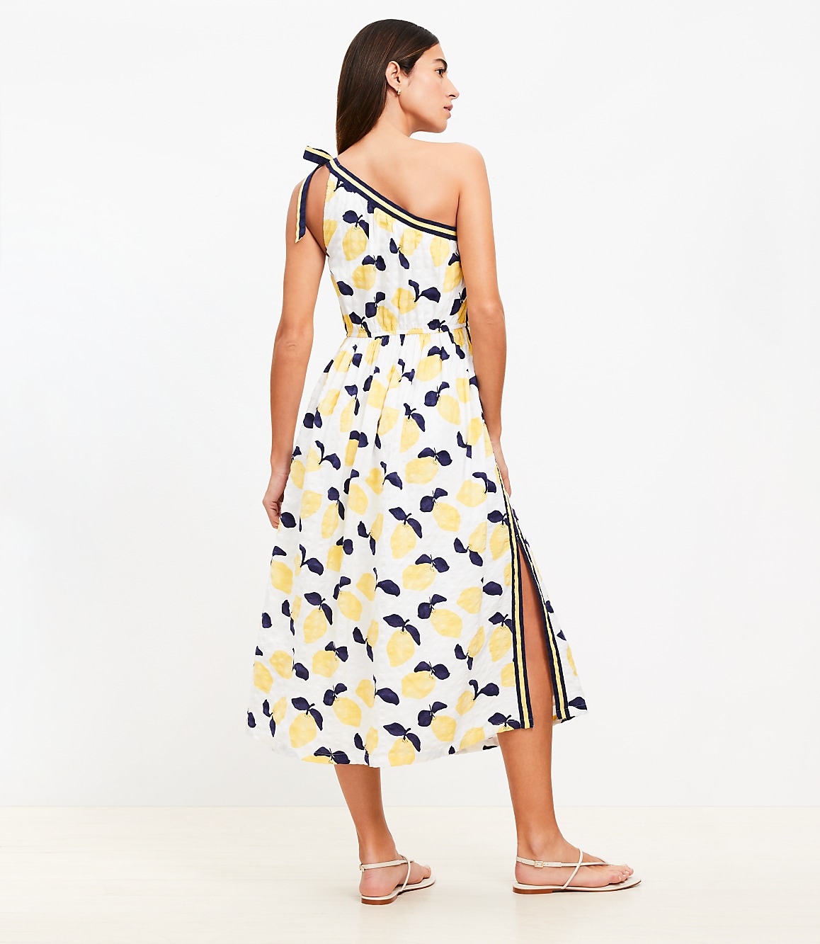 Lemon Tie One Shoulder Midi Dress