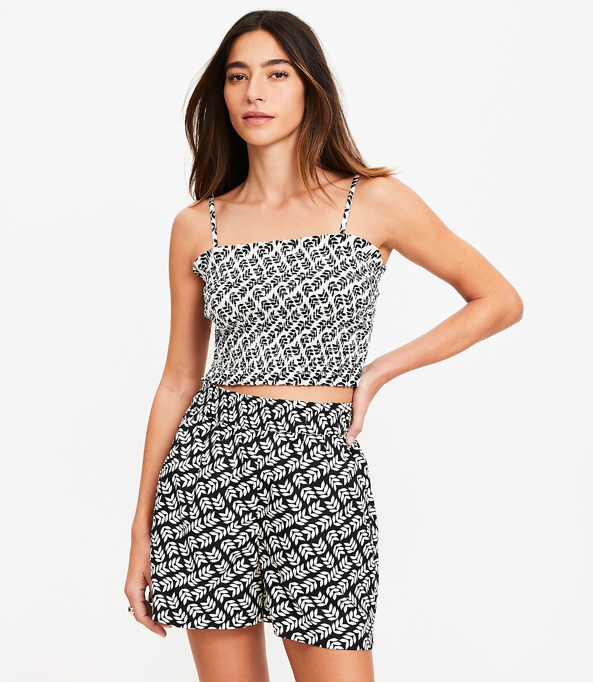 LOFT Beach Leafed Poplin Smocked Cami