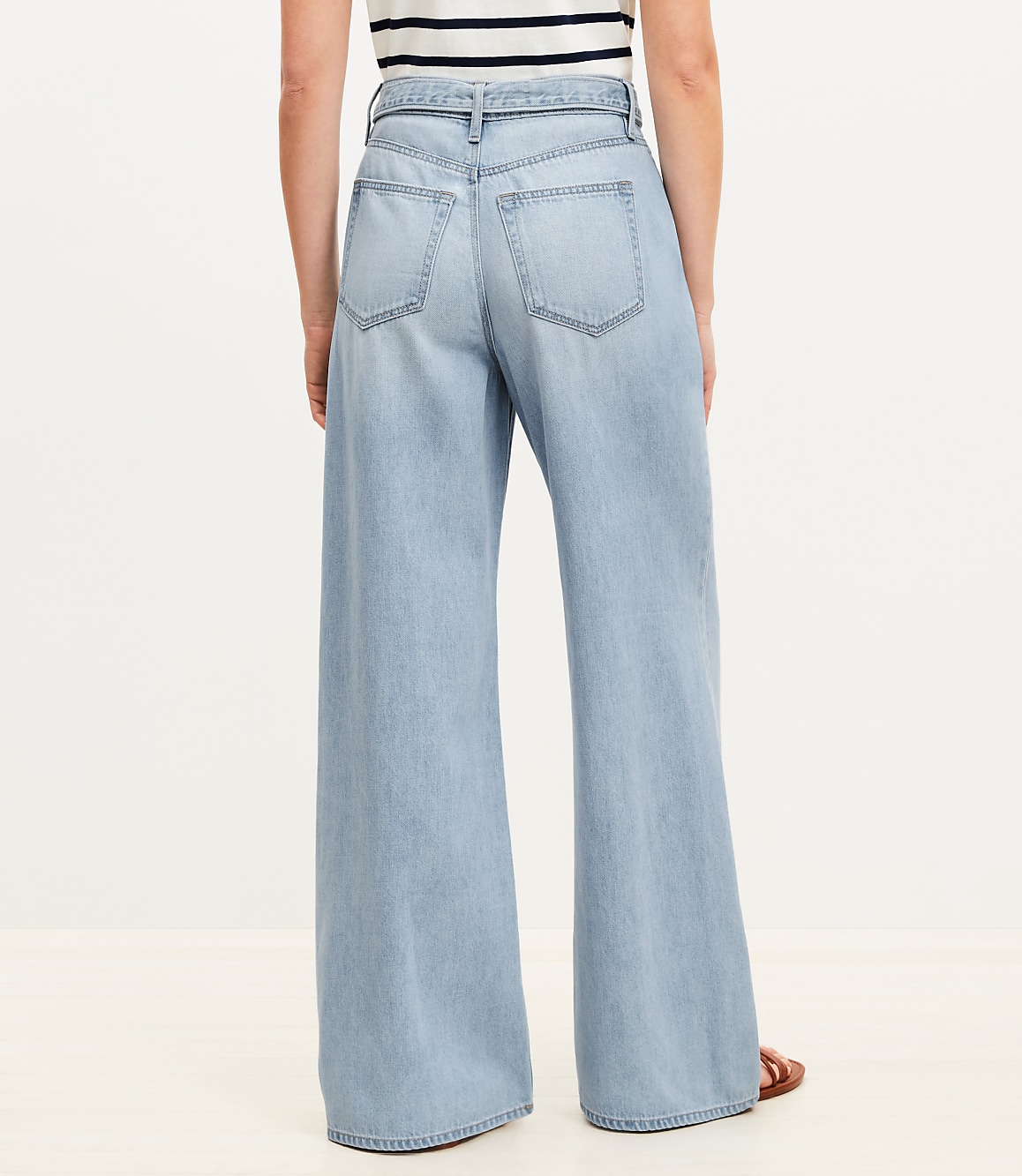 Petite Curvy Palazzo Jeans in Light Wash
