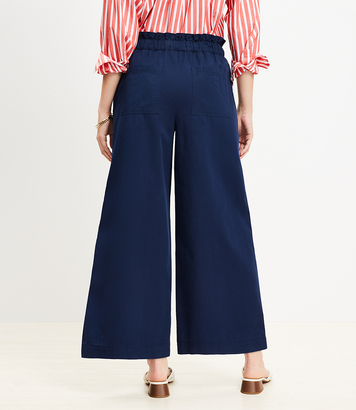Petite Breezy Wide Leg Ankle Pants in Twill