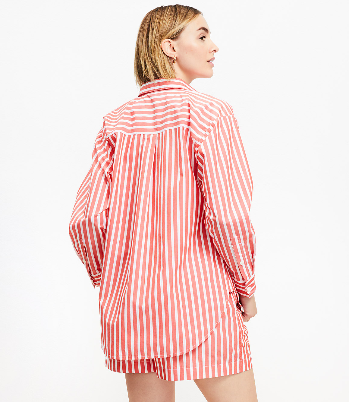 Petite Striped Poplin Everyday Oversized Pocket Shirt