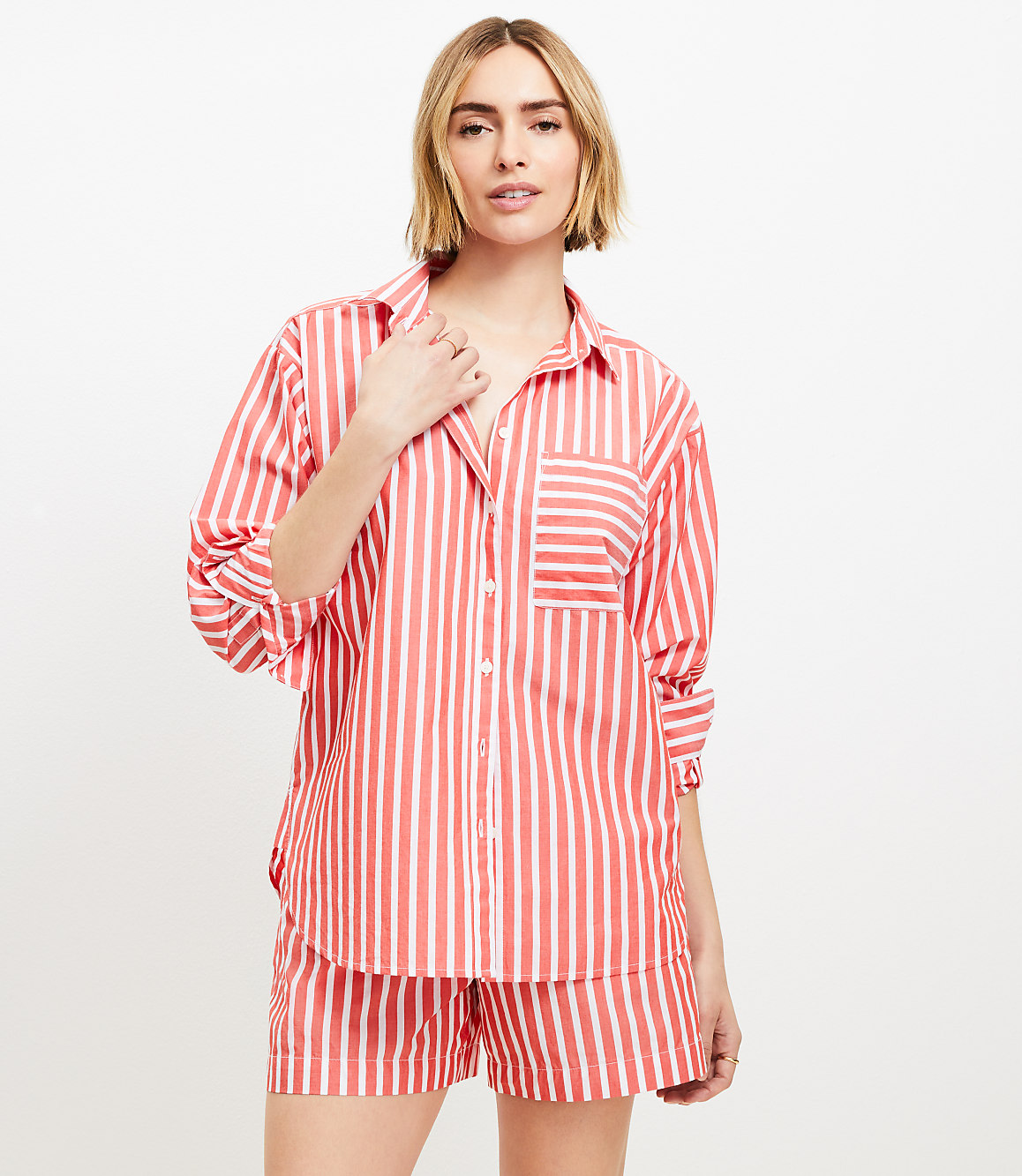 Striped Poplin Everyday Oversized Pocket Shirt