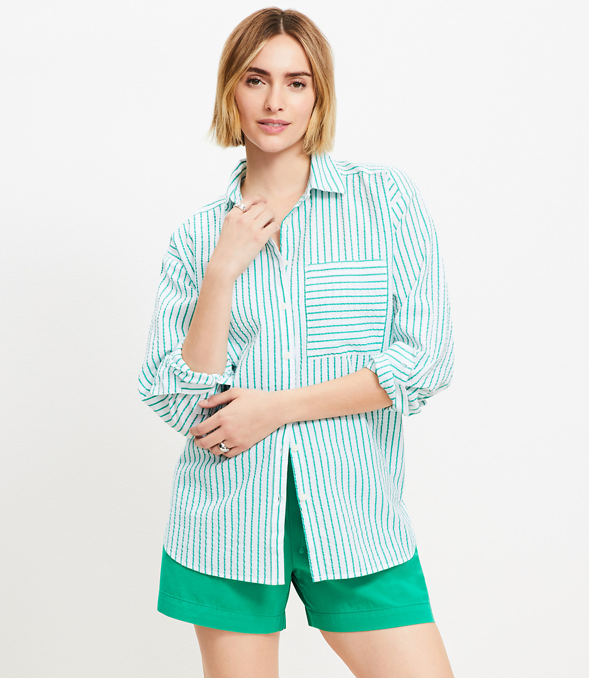 Striped Everyday Oversized Pocket Shirt