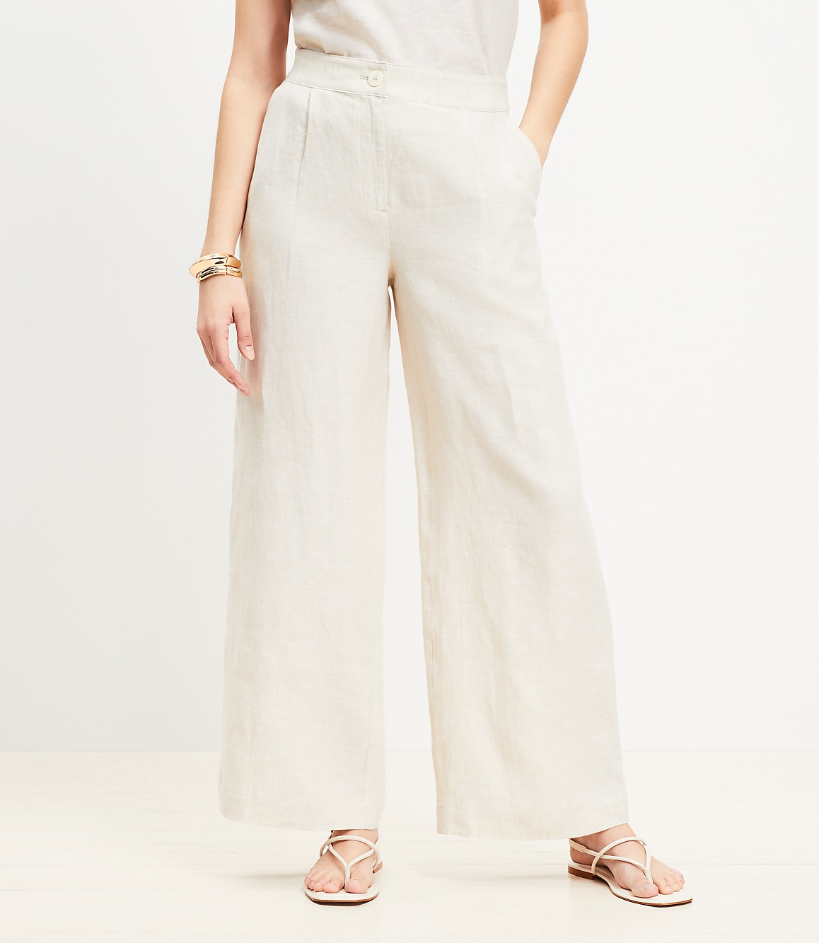 Pull On Wide Leg Pants in Linen
