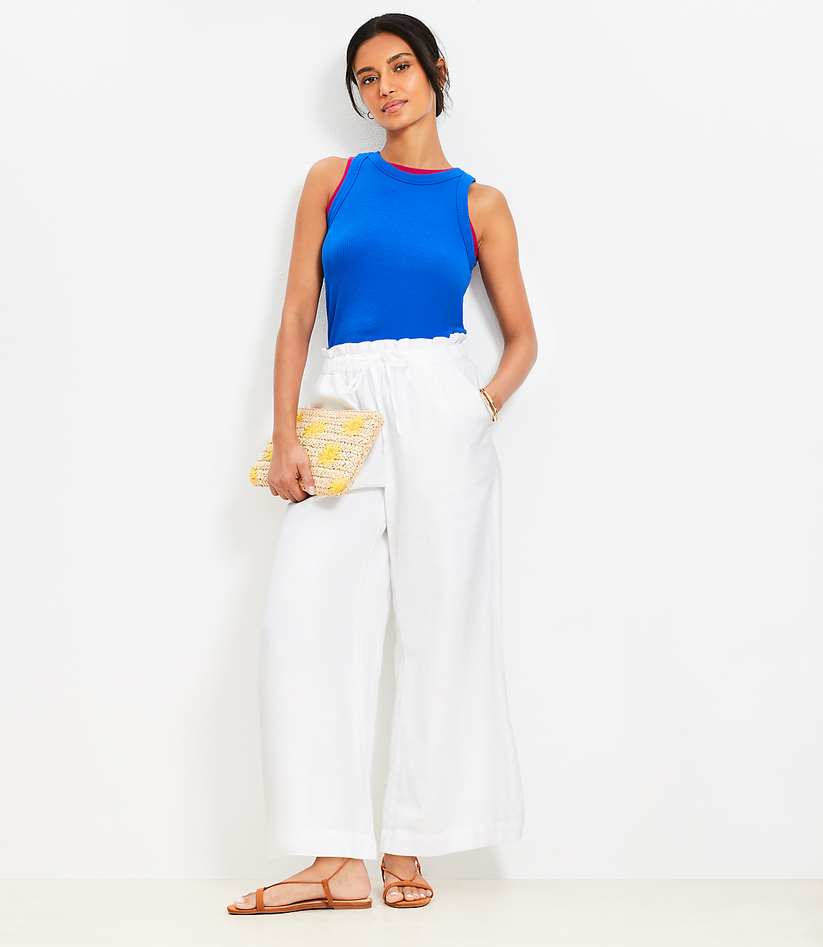 Breezy Wide Leg Ankle Pants in Linen Cotton