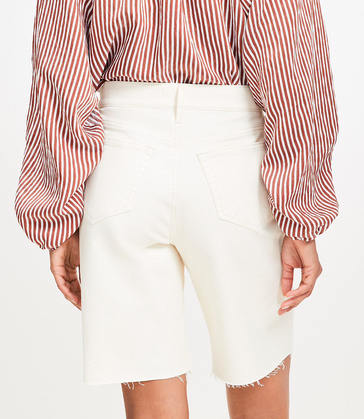 Denim Bermuda Shorts in Ivory