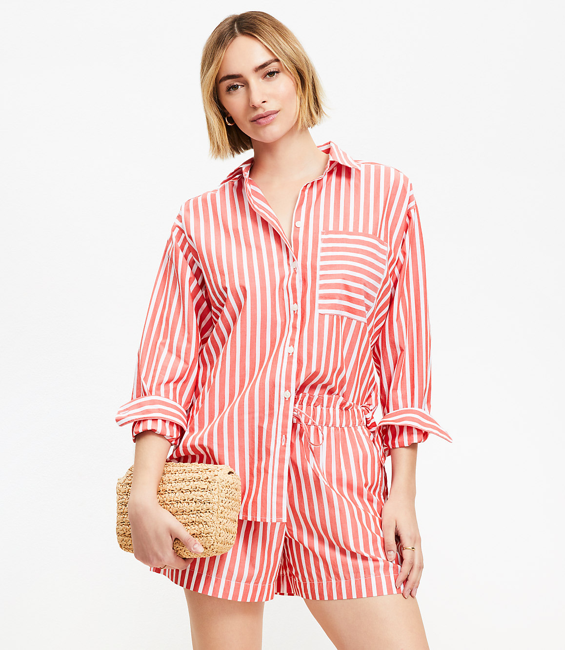 Breezy Shorts in Striped Poplin