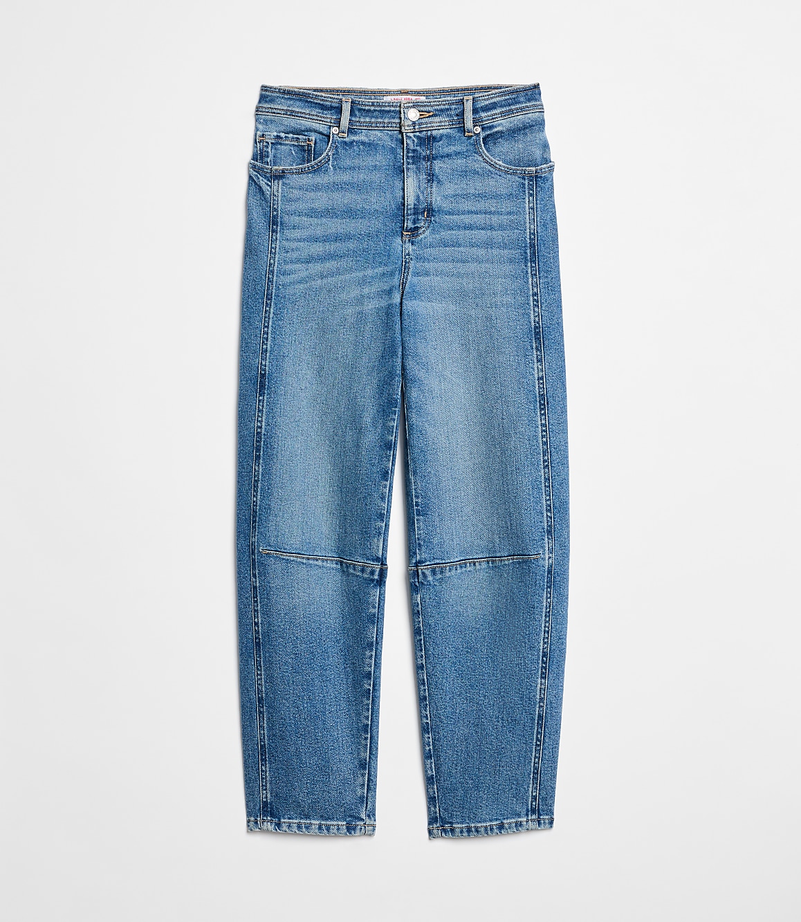 Petite High Rise Barrel Jeans in Classic Mid Wash