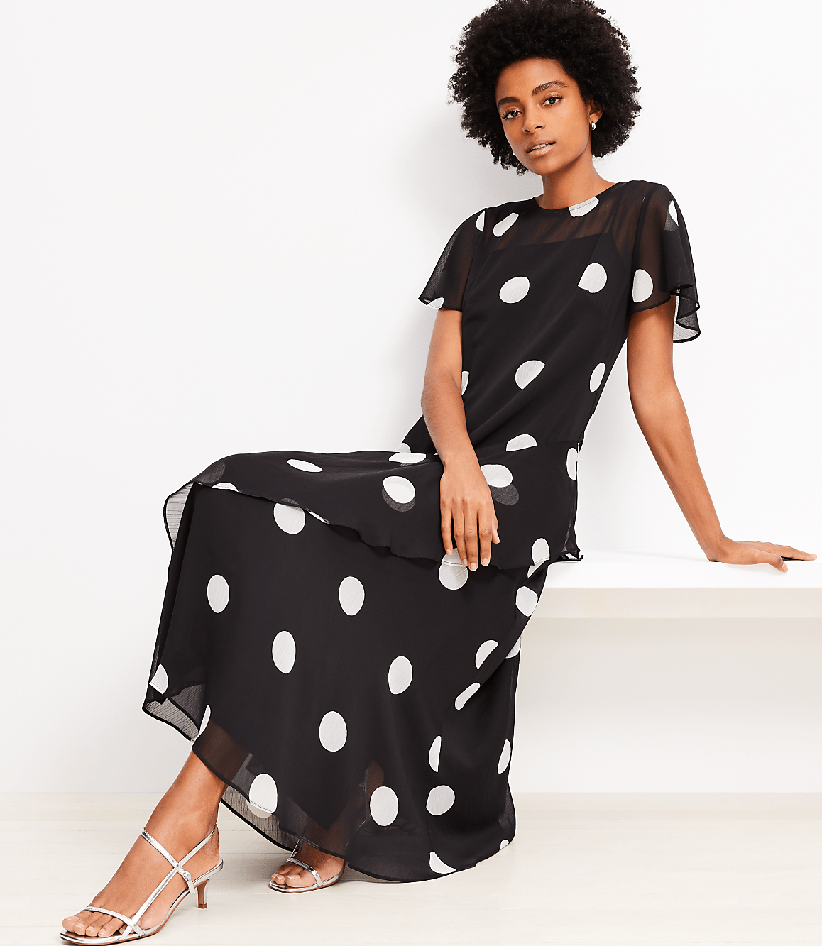 Dotted Flounce Maxi Dress
