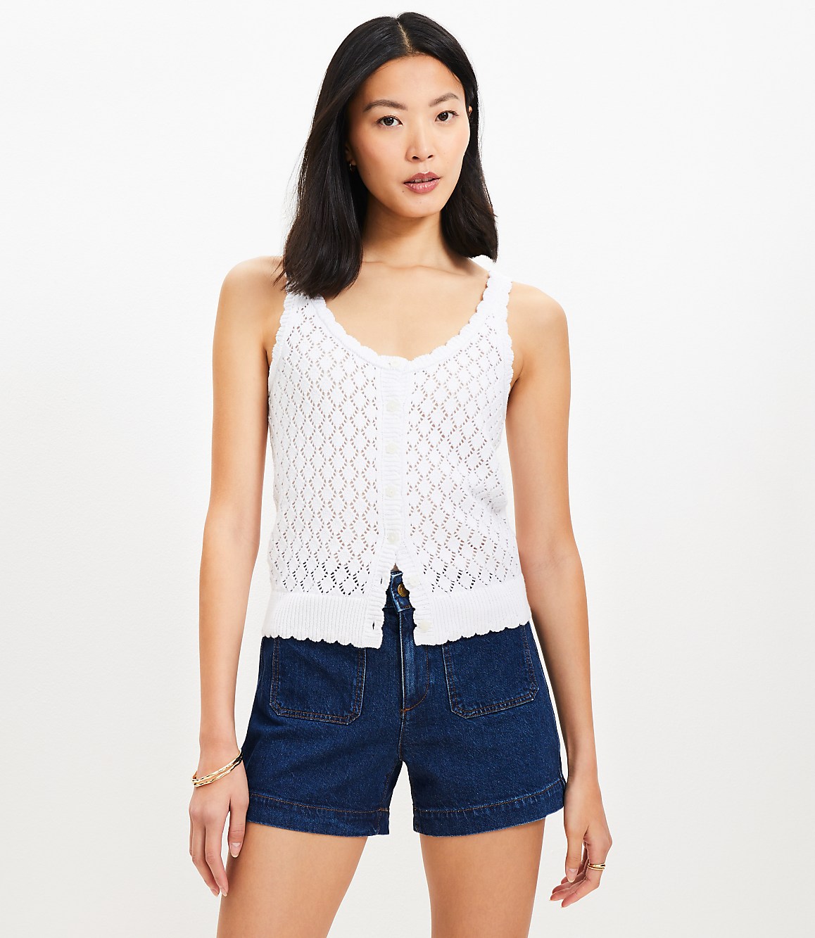 Crochet Button Sweater Tank Top