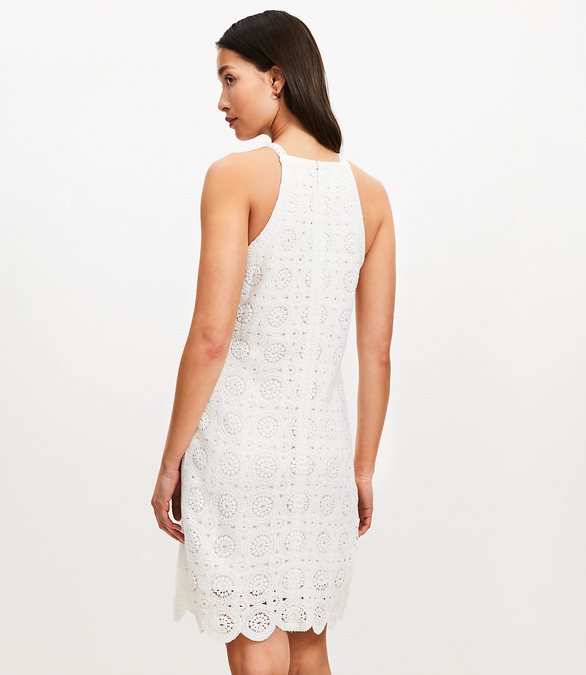 Petite Crochet Lace Mini Halter Dress