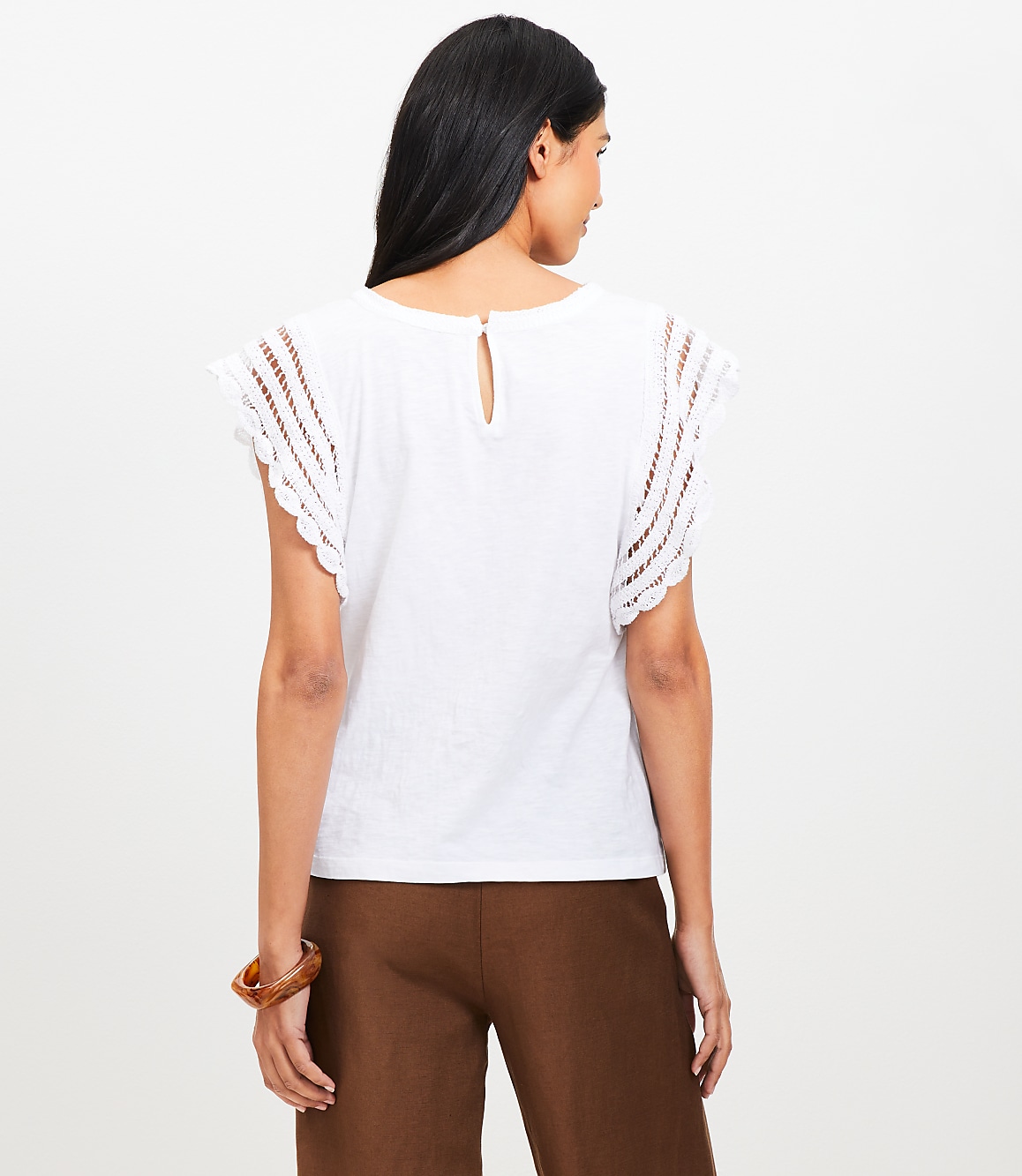Petite Crochet Flutter Top