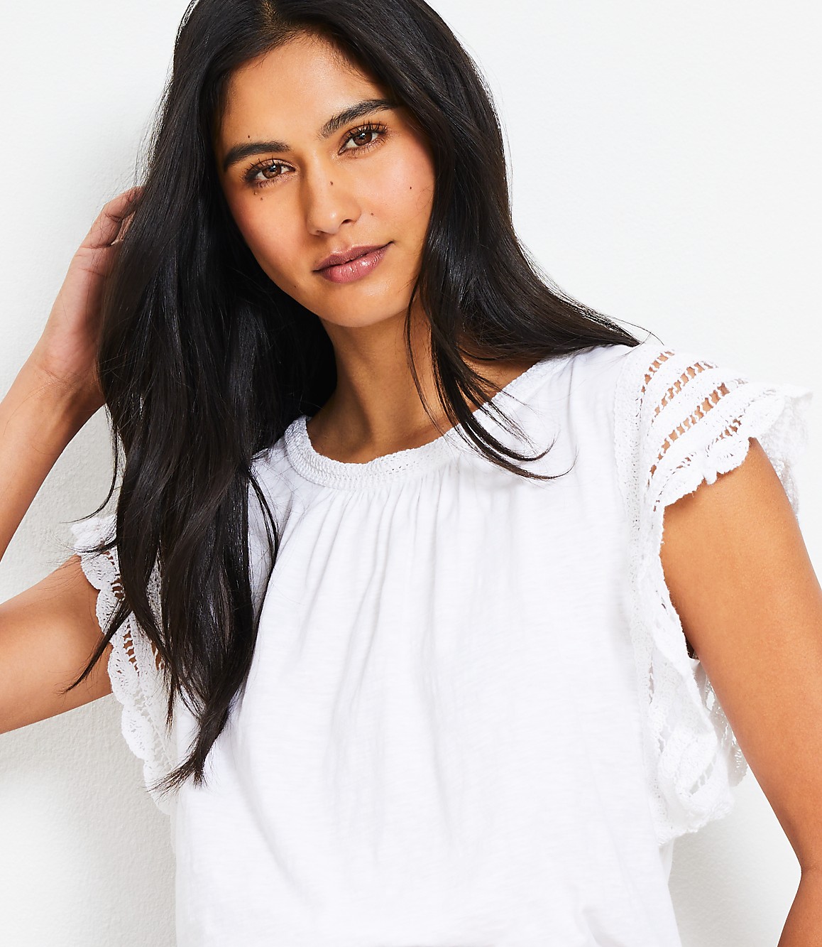 Petite Crochet Flutter Top