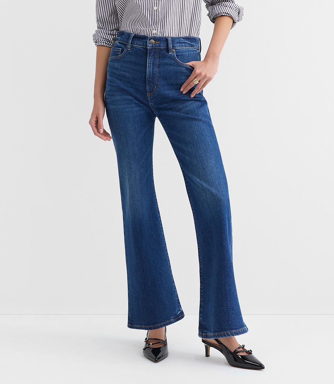 High Rise Relaxed Flare Jeans in Medium Wash