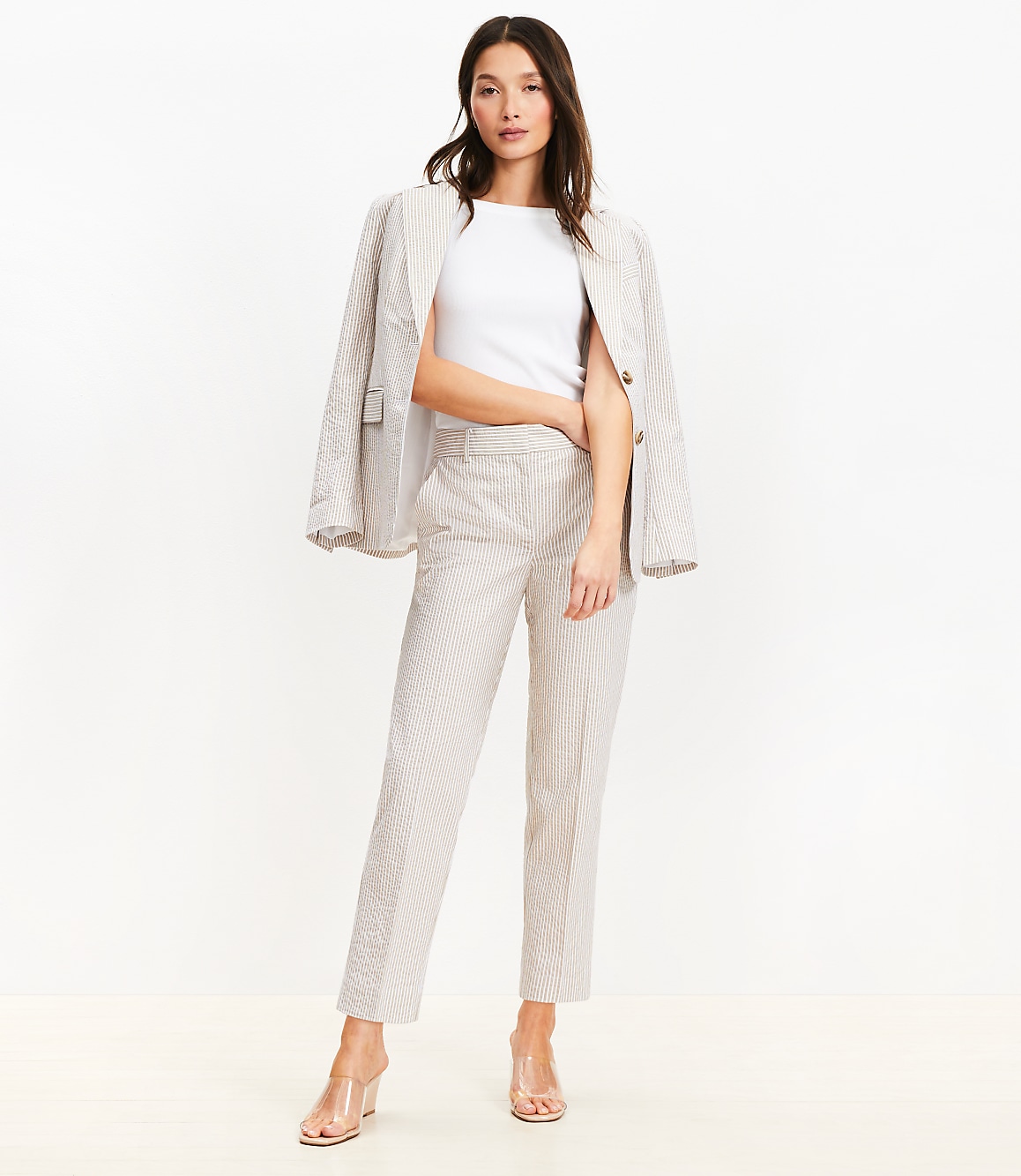 Tall Riviera Slim Pants in Striped Seersucker