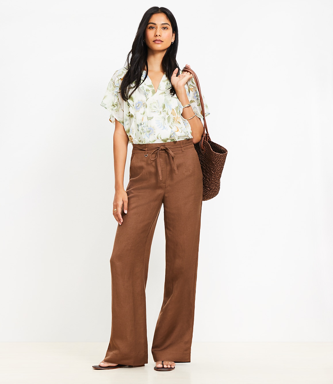 Straight Pants in Linen Blend