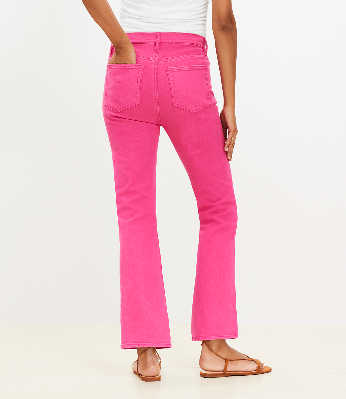High Rise Kick Crop Jeans in Watermelon Sorbet