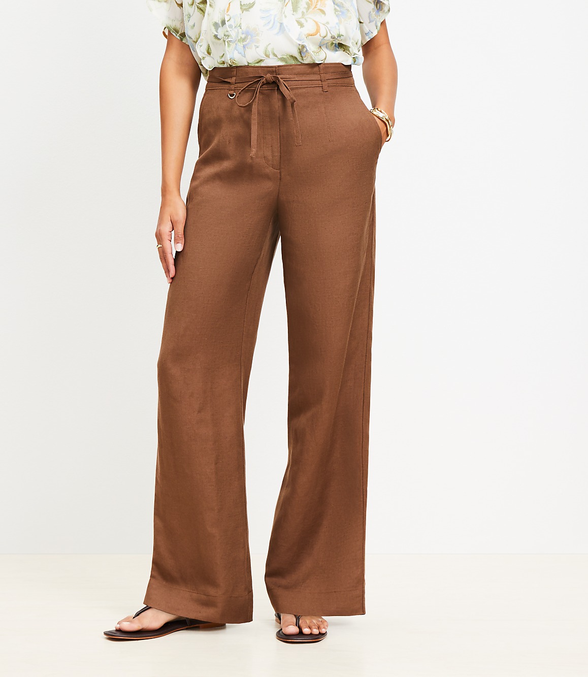 Straight Pants in Linen Blend