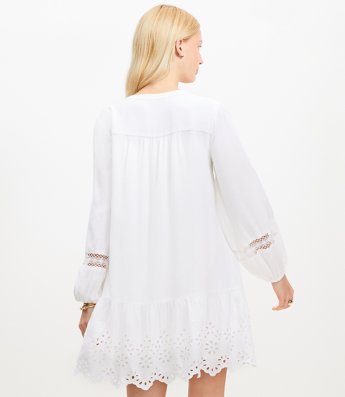 Eyelet Flounce Mini Dress
