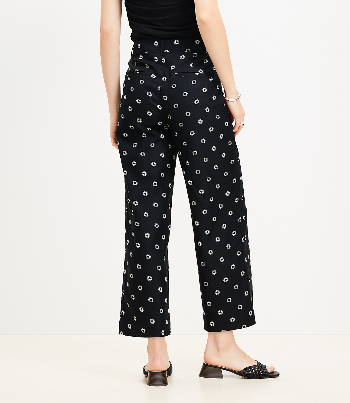 Petite Palmer Wide Leg Crop Pants in Dotted Twill