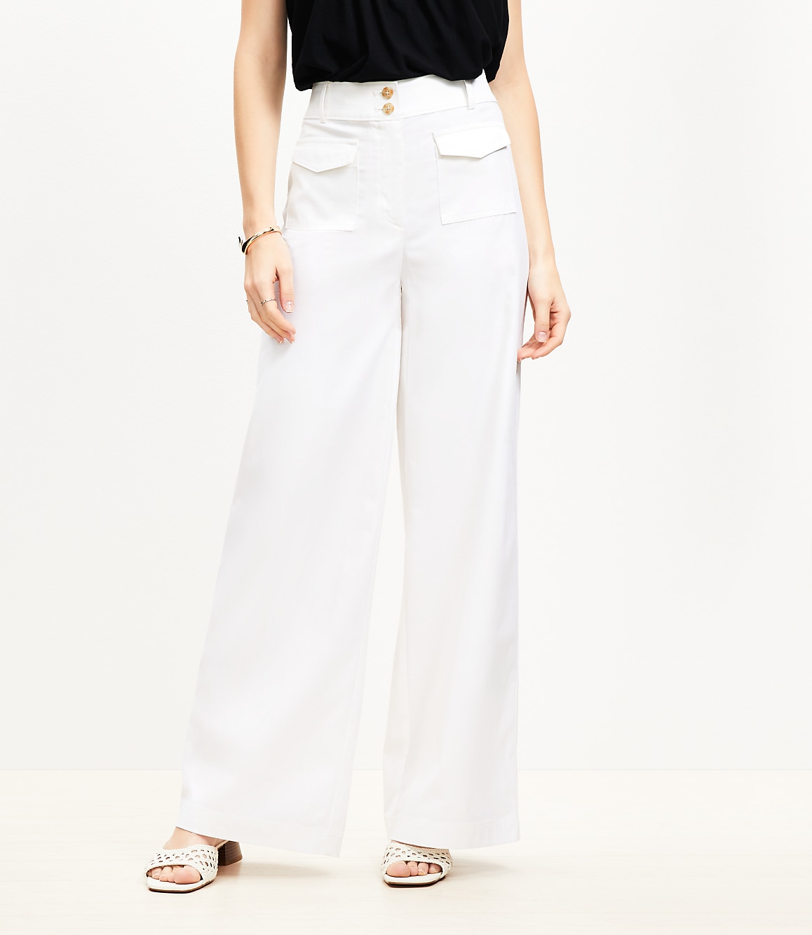Patch Pocket Wide Leg Pants