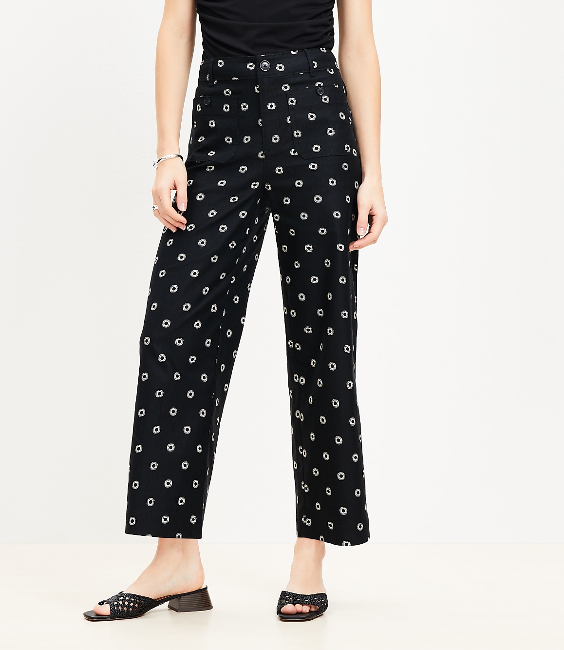 Palmer Wide Leg Crop Pants in Dotted Twill