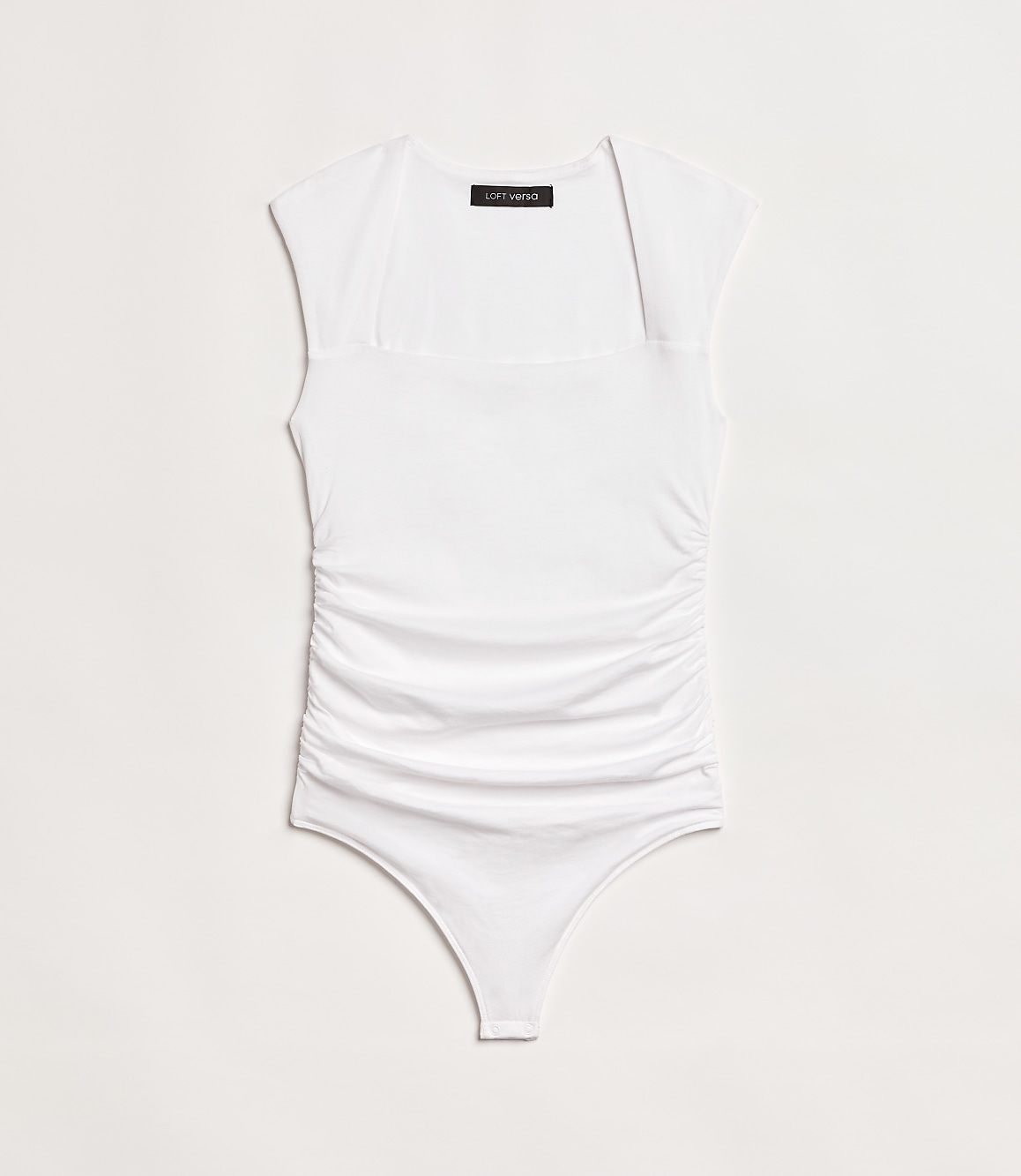 Petite LOFT Versa 360 Knit Ruched Square Neck Bodysuit