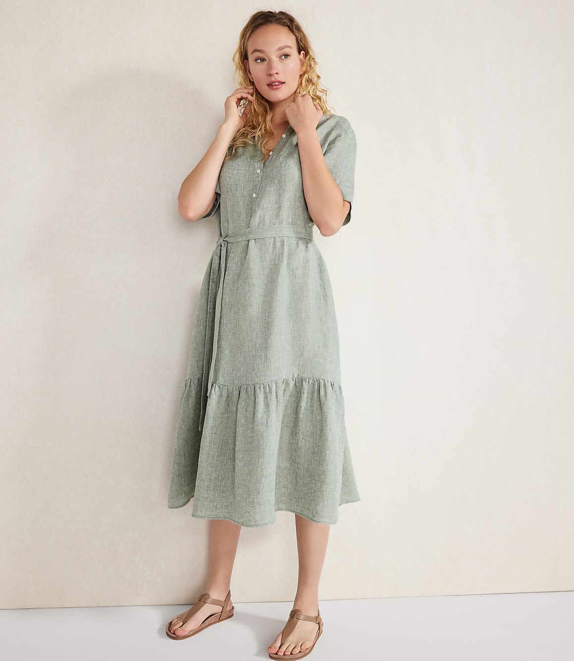 Haven Well Within Linen Tiered Midi Dress
