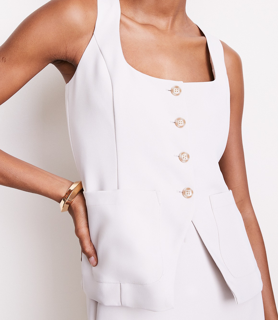 Petite LOFT Versa Crepe Drape Tank Pocket Vest