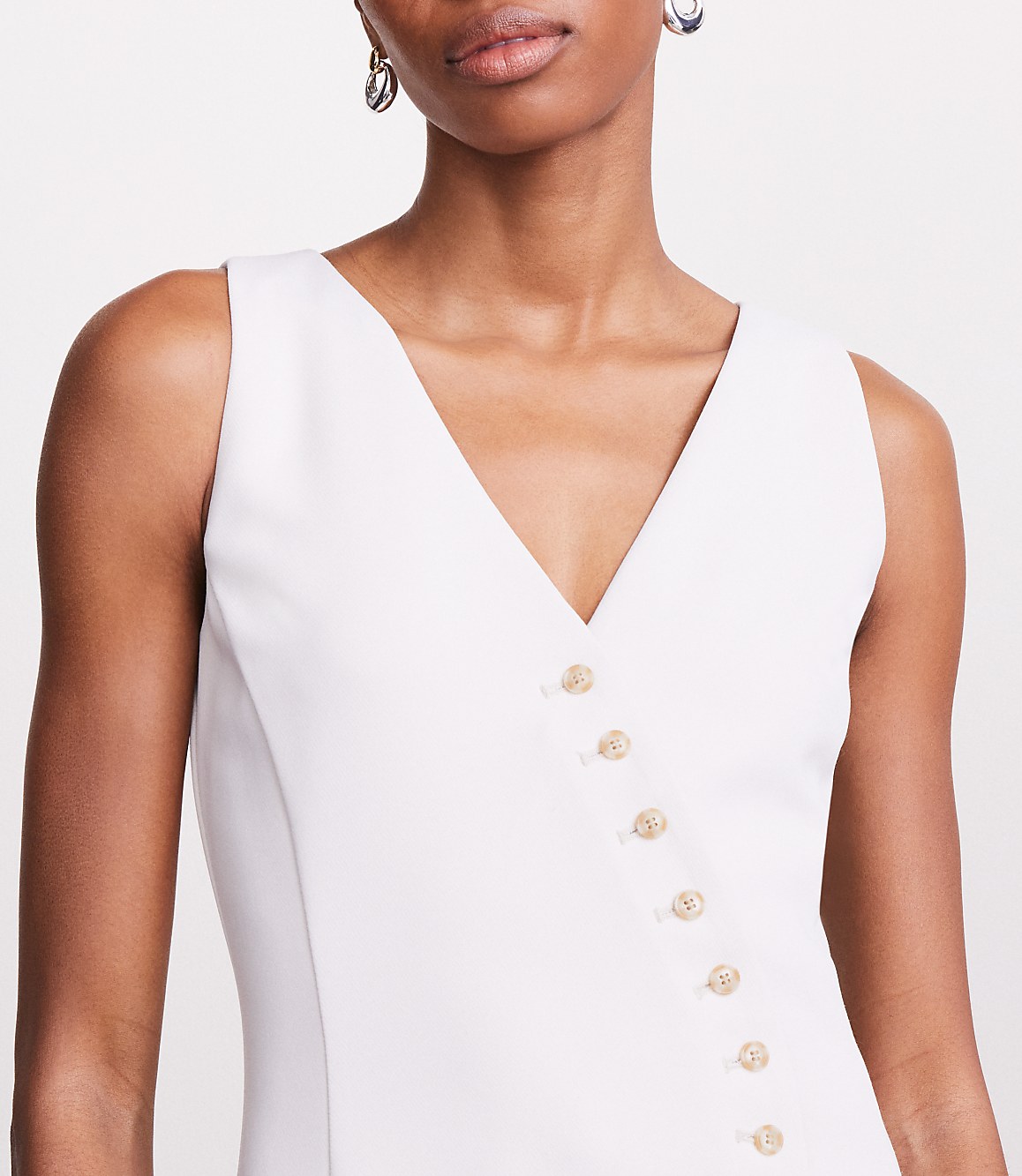 Petite LOFT Versa Crepe Drape Asymmetrical Vest Mini Dress