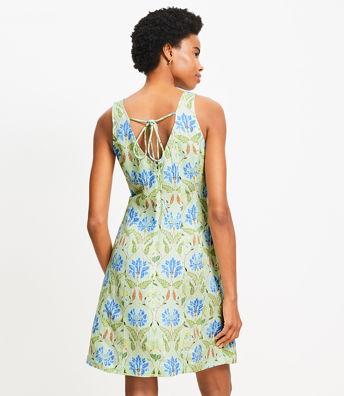 Petite Garden Linen Blend Seamed Mini Dress