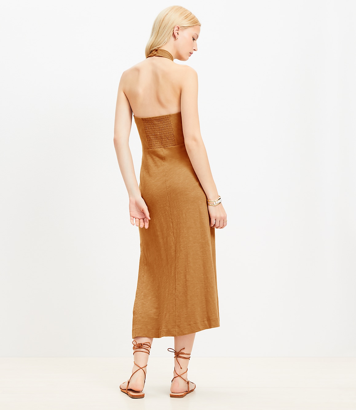 Petite Knotted Keyhole Midi Halter Dress