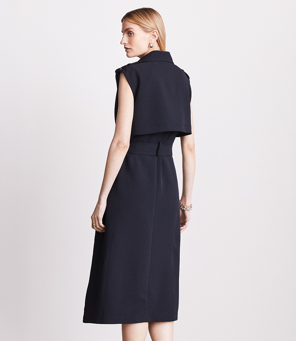 Petite LOFT Versa Crepe Drape Trench Vest