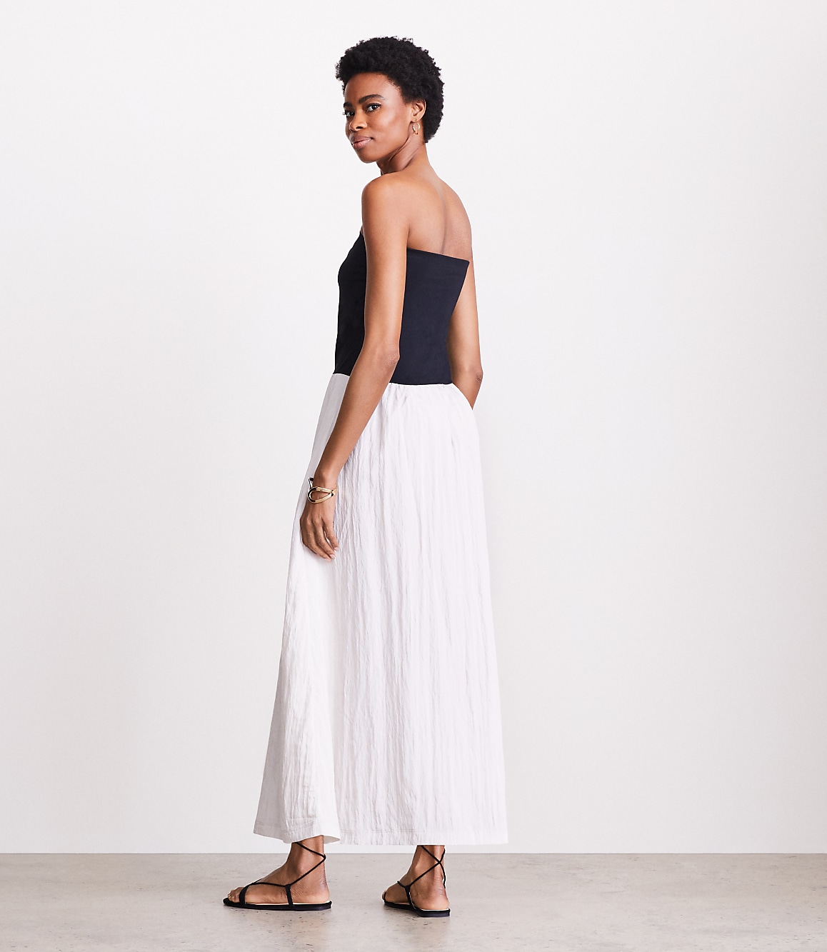 Petite LOFT Versa Strapless Mixed Media Maxi Dress