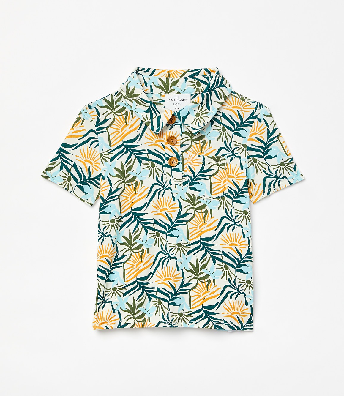 Posh Peanut X LOFT Sunset Short Sleeve Collared Henley Top