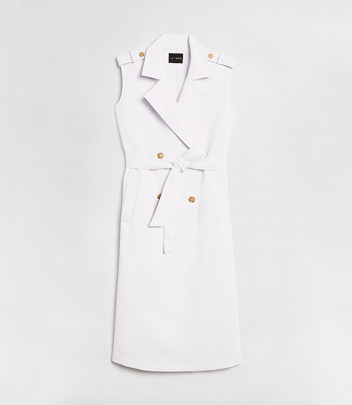 Petite LOFT Versa Crepe Drape Trench Vest