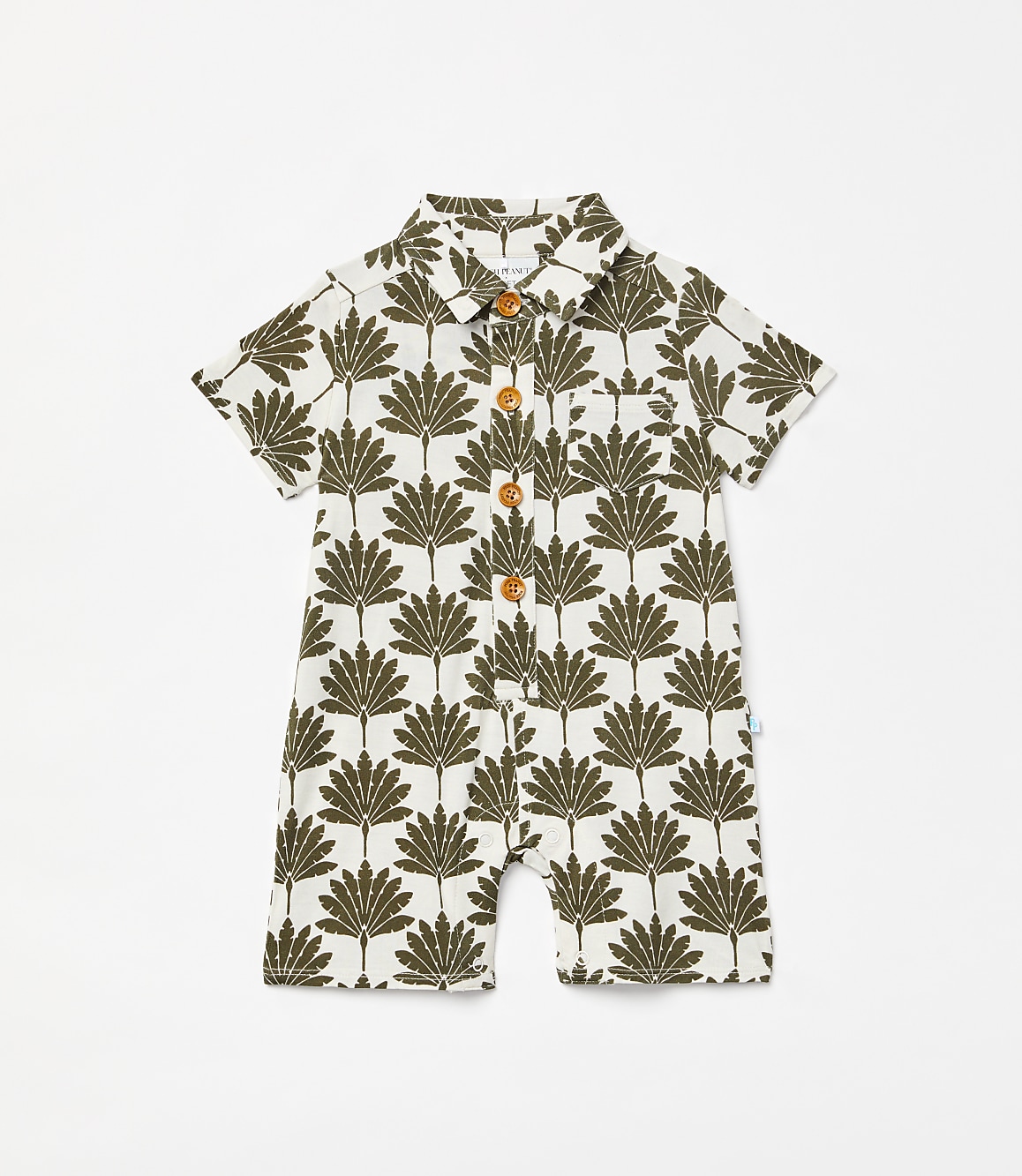 Posh Peanut X LOFT Palm Short Sleeve Collared Henley Romper