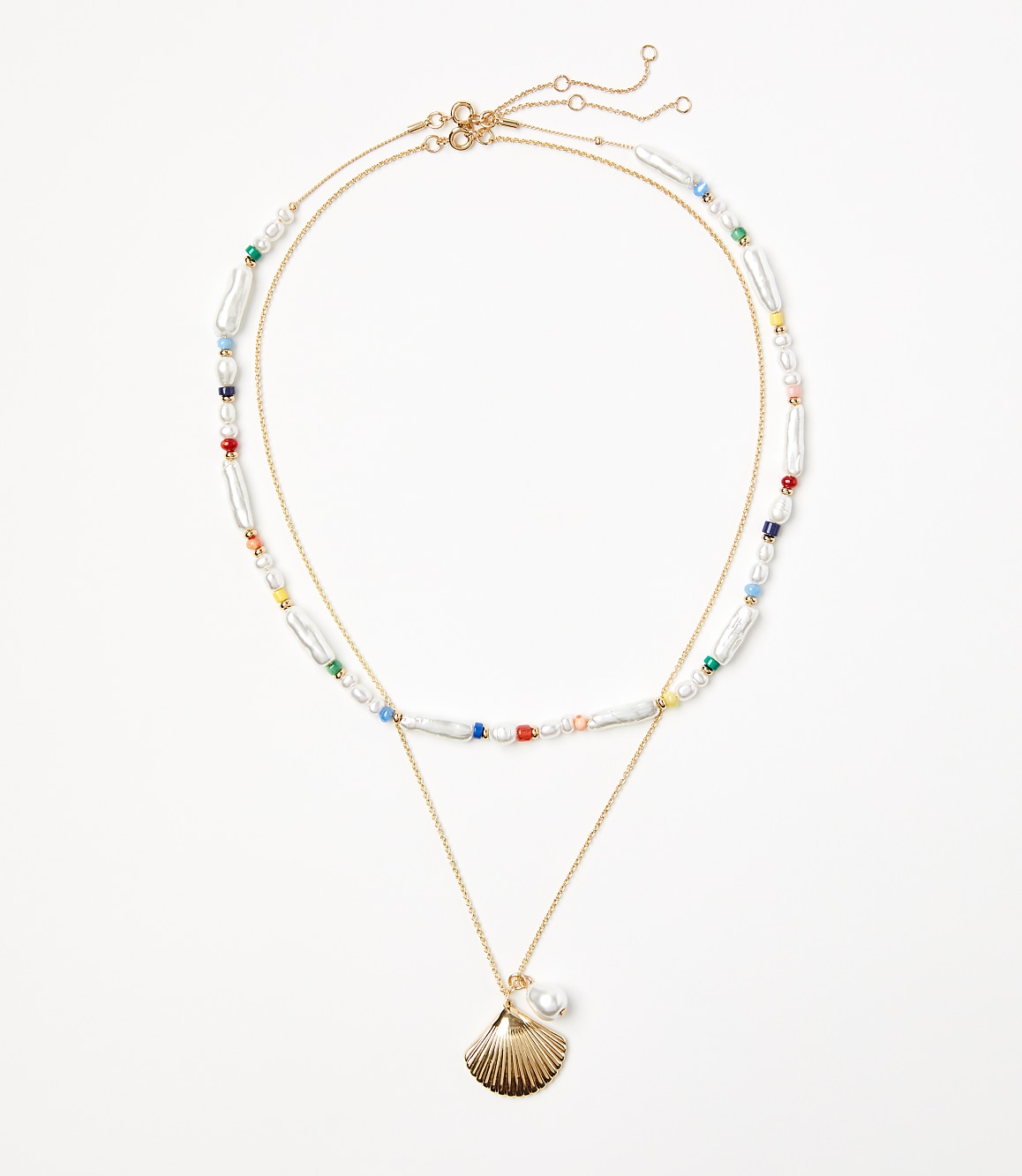 Pearlized Layered Coin Necklace