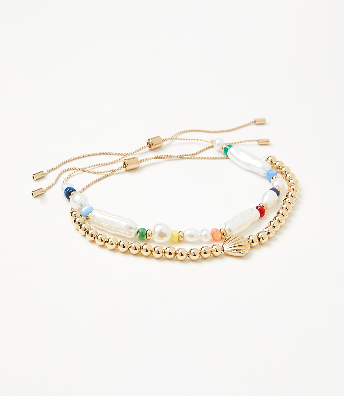Pearlized Shell Pull Tie Bracelet Set