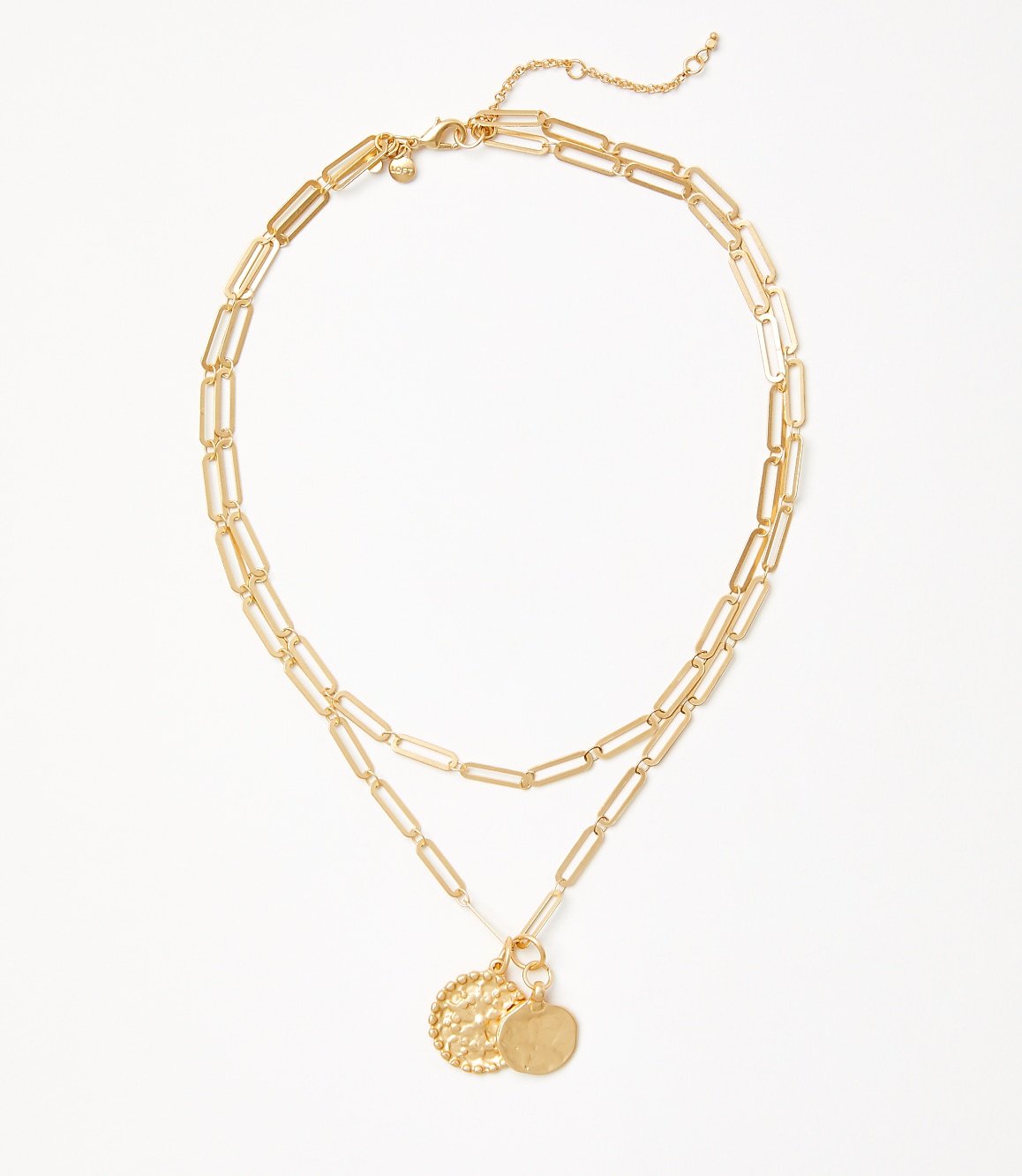Hammered Pendant Chain Link Necklace