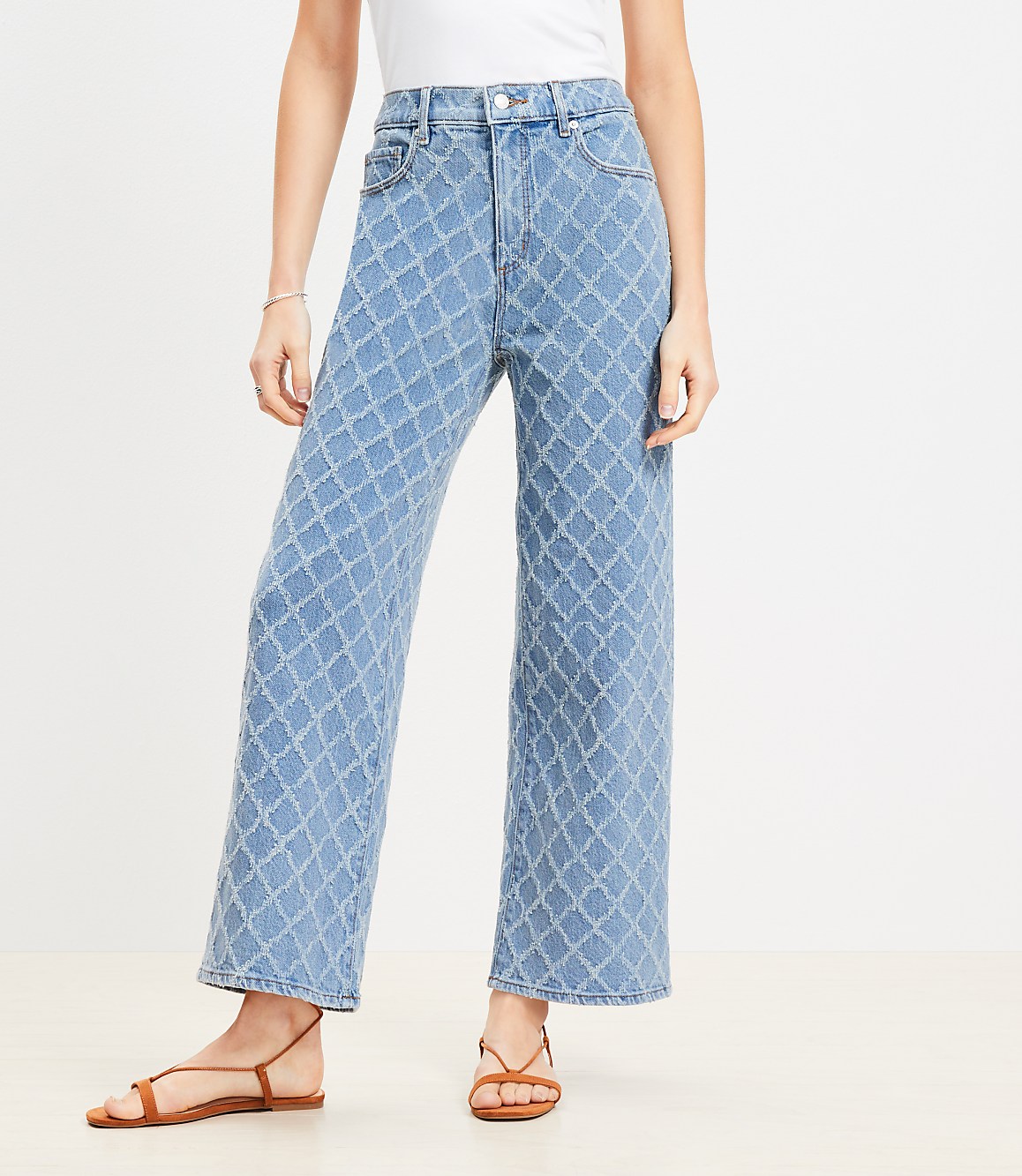 Diamond High Rise Wide Leg Crop Jeans in Mid Stone Wash