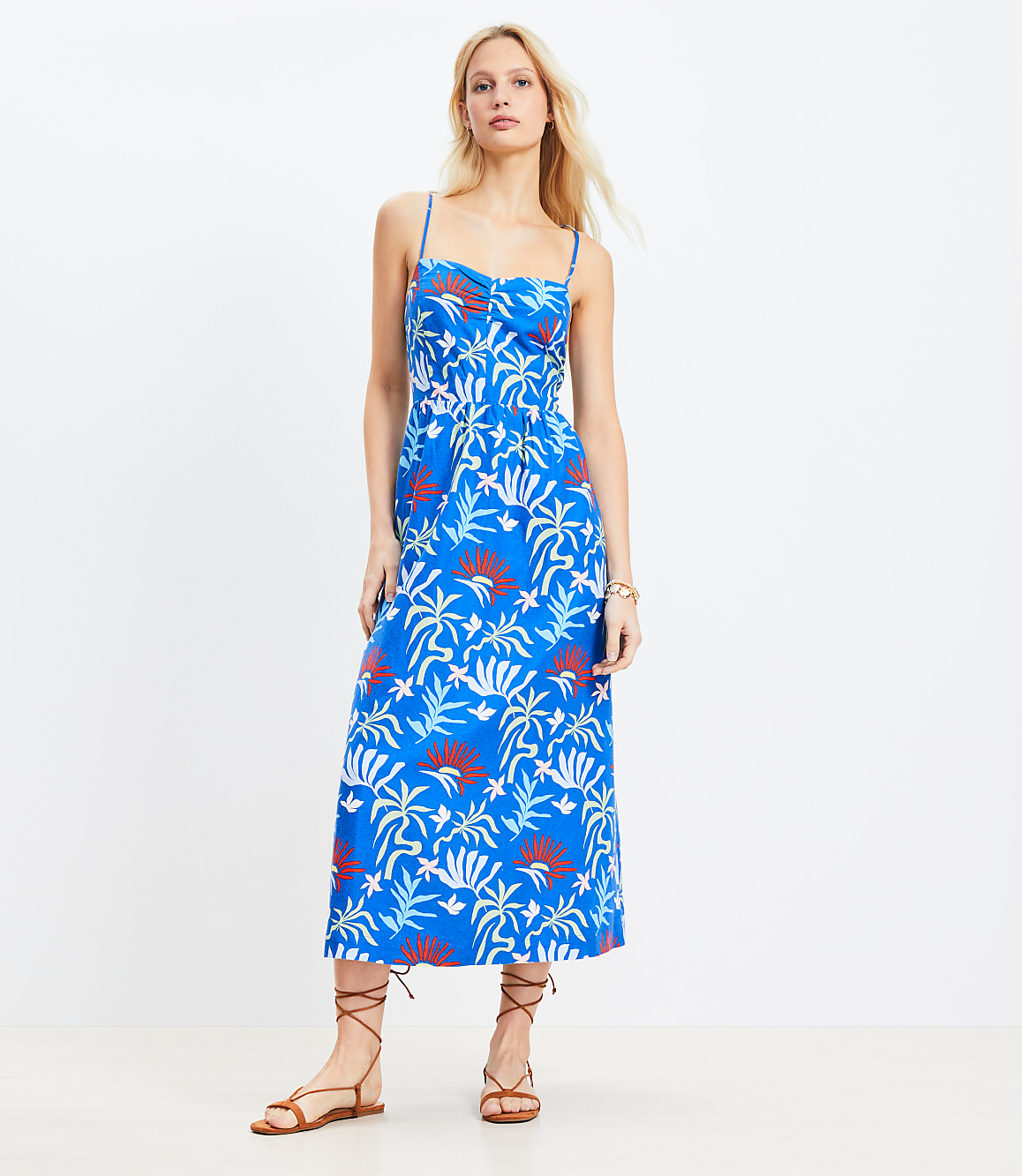 LOFT Beach Sun Strappy Back Midi Dress