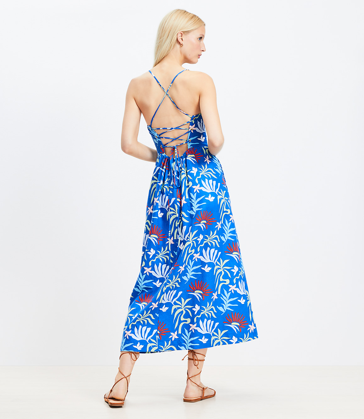 LOFT Beach Sun Strappy Back Midi Dress