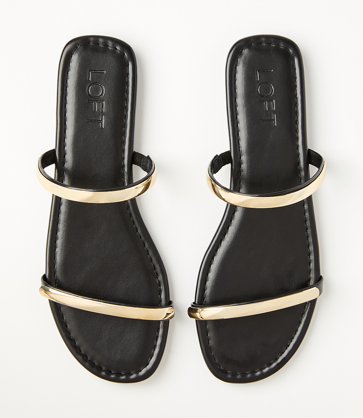 Metallic Trim Double Strap Sandals