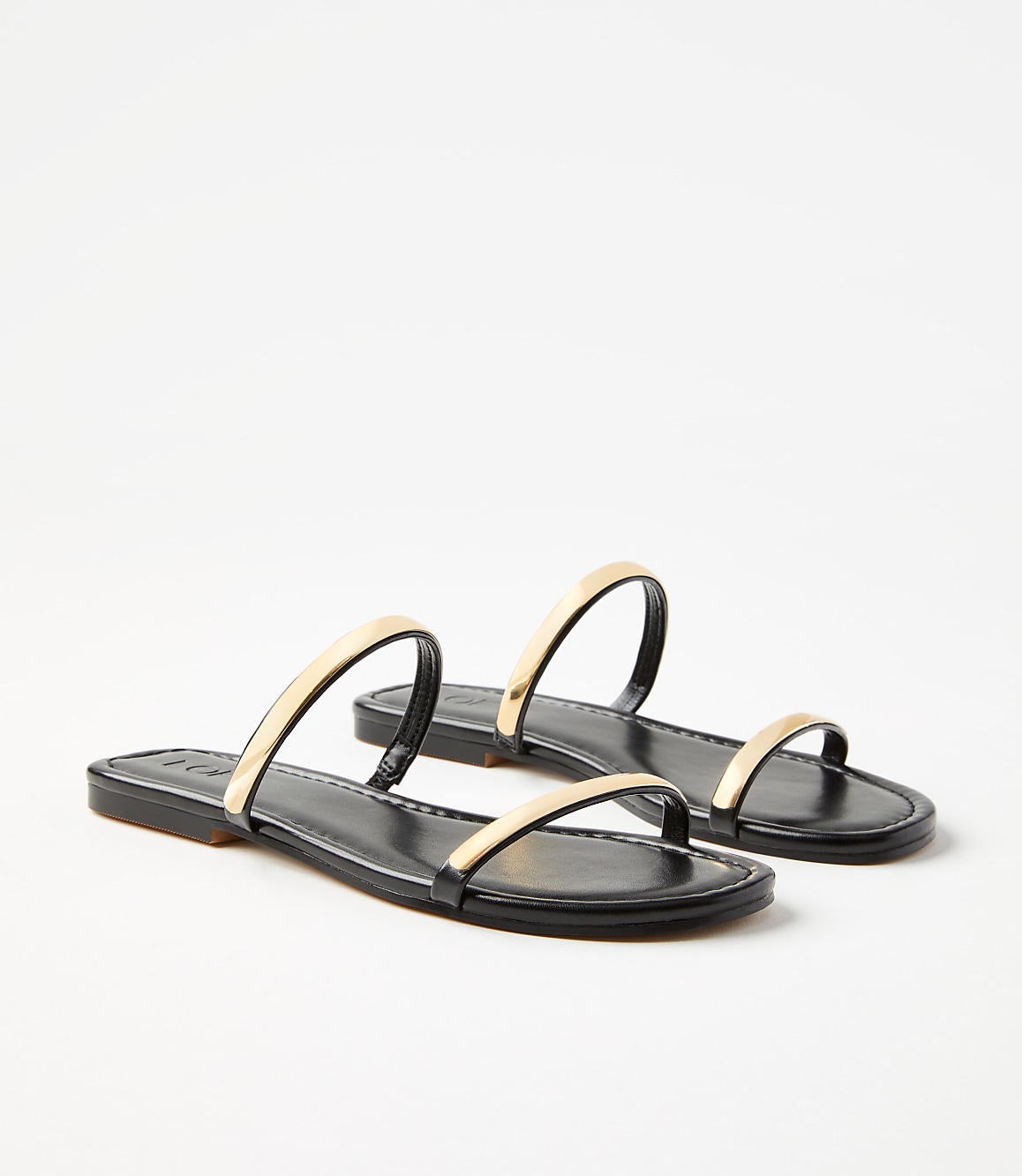 Metallic Trim Double Strap Sandals