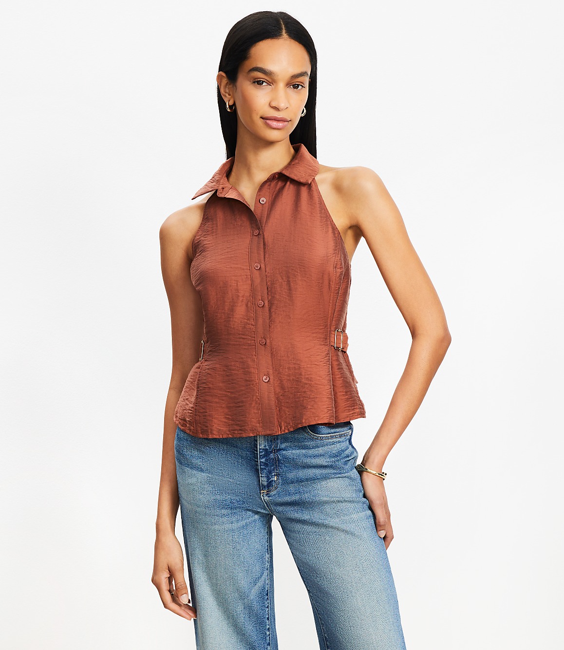 Petite Belted Cutaway Vest Top