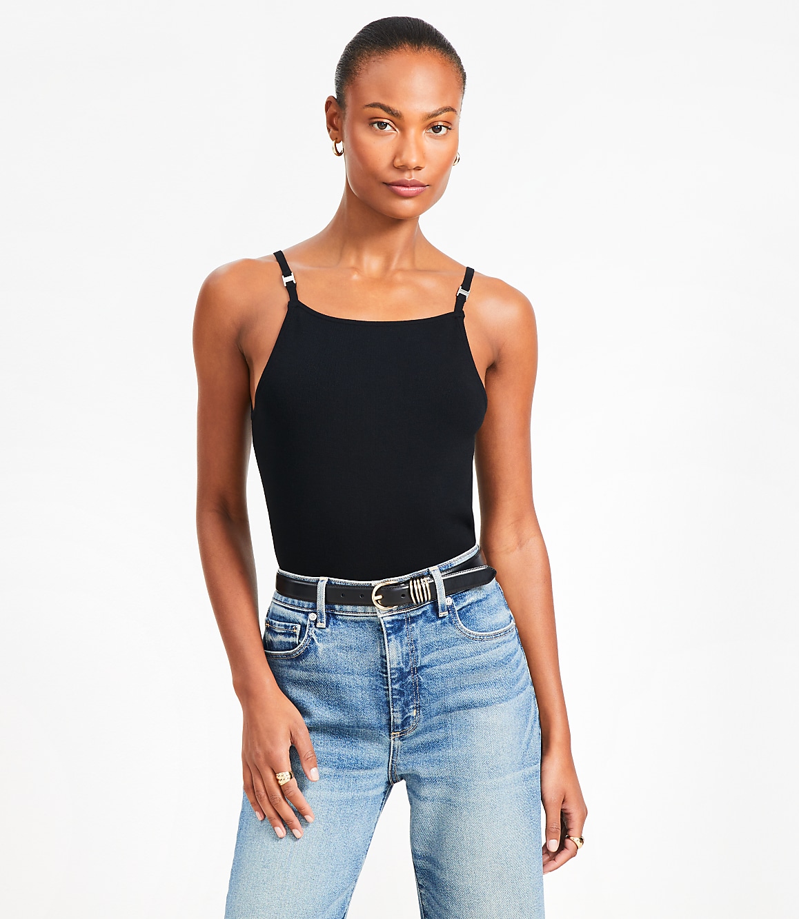 Ribbed Square Neck Sweater Tank Top