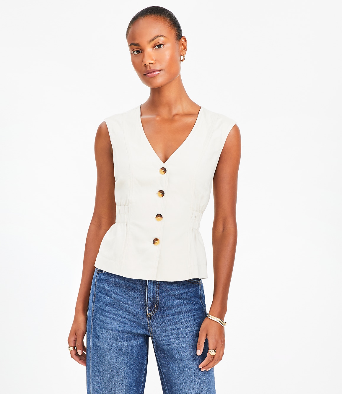 Cinched Linen Blend Vest Top