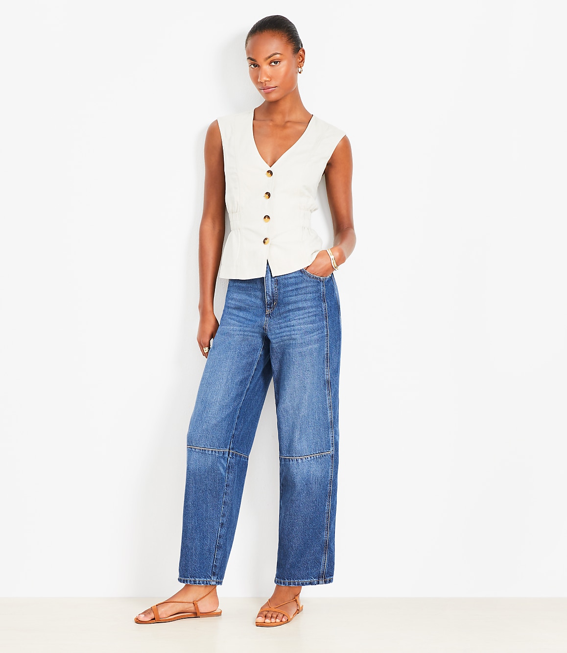 Cinched Linen Blend Vest Top