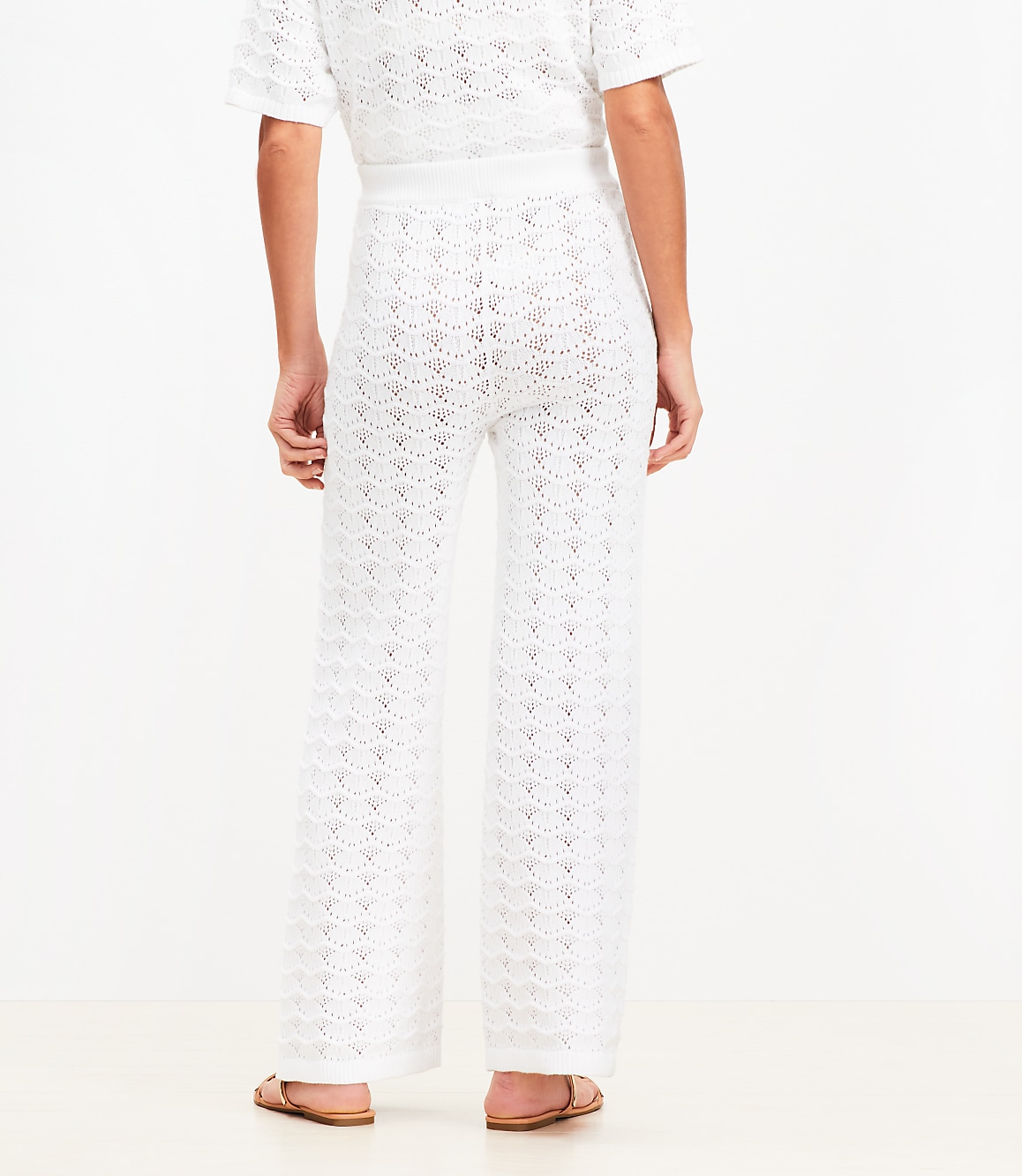 Petite LOFT Beach Pointelle Wide Leg Pants